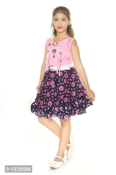 Nickys Disegno Girls Above Knee Party Dress (2-3 Years, Pink)-thumb0