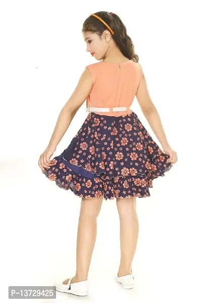 Nickys Disegno Girls Above Knee Party Dress (2-3 Years, Peach)-thumb2