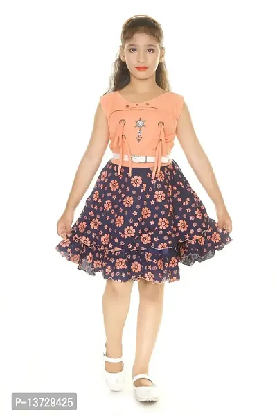 Nickys Disegno Girls Above Knee Party Dress (2-3 Years, Peach)