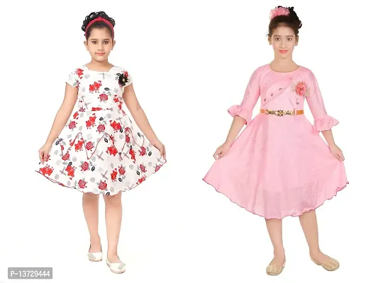 Nickys Disegno Girls Midi/Knee Length//Festive Party Dress Pack of 2.-thumb0