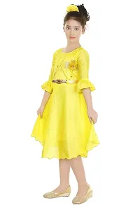 Nickys Disegno Girls Midi/Knee Length Festive Party Dress (9-10 Years, Yellow)-thumb2