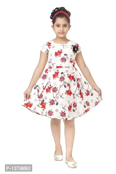 Nickys Disegno Girls Above Knee Party Dress (2-3 Years, Red)-thumb0