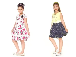 Nickys Disegno Girls Midi//Knee Length Party Dress Pack of 2. (2-3 Years, Yellow  Pink 1)-thumb2