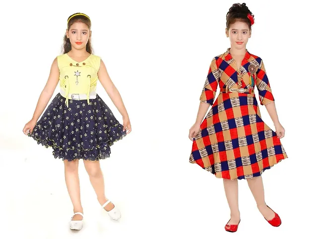 Nickys Disegno Girls Midi/Knee Length/Party/Dress Pack of 2.