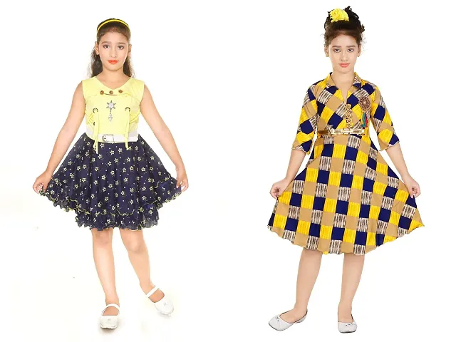 Nickys Disegno Girls Midi/Knee Length/Party/Dress Pack of 2.