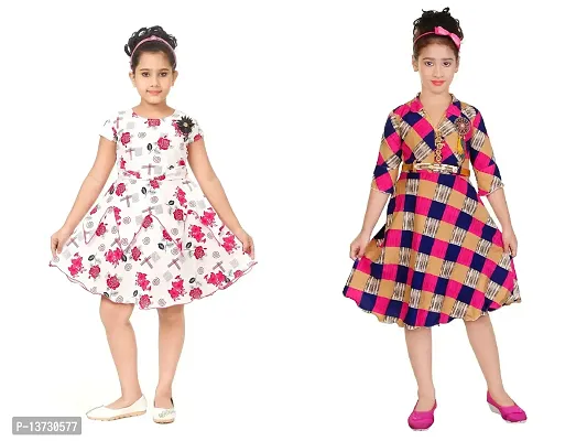 Nickys Disegno Girls Midi//Knee Length//Festive Party Dress Pack of 2 (2-3 Years, Pink 1)