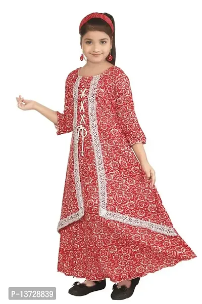 Nickys Disegno Girl's Lycra Casual Printed Gown Dress-thumb3