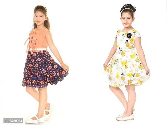 Nickys Disegno Girls Midi/Knee Length Party Dress Pack of 2.-thumb2