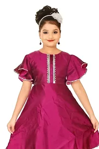 Girls  Knee Length Festive/Casual Dress  (Purple, Half Sleeve)-thumb2