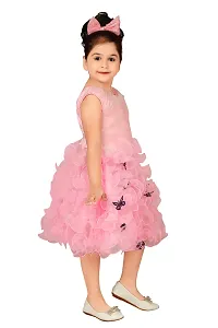 Girls Below Knee Festive/Wedding Dress  (Pink, Sleeveless)-thumb2