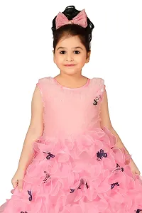 Girls Below Knee Festive/Wedding Dress  (Pink, Sleeveless)-thumb3