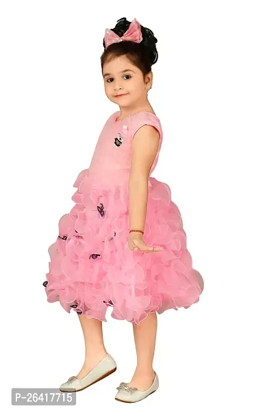 Girls Below Knee Festive/Wedding Dress  (Pink, Sleeveless)-thumb5