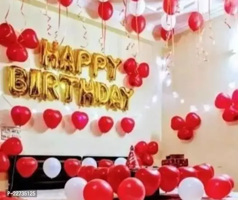 Wonderful Happy Birthday Foil Letter Decoration Combo Kit With 32 Red Balloons-thumb0