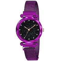 The Shopoholic Branded Analogue Diamond Black Dial Purple Magnet Watch with Gift Bracelet for Women Or Girls and Watch for Girl or Women (Combo of 3)-thumb1