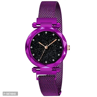 The Shopoholic Branded Analogue Diamond Black Dial Purple Magnet Watch with Gift Bracelet for Women Or Girls and Watch for Girl or Women (Combo of 3)-thumb2