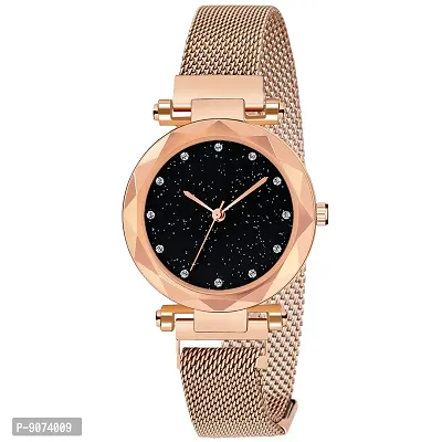 The Shopoholic Branded Analogue Diamond Black Dial Gold Magnet Watch with Gift Bracelet Combo for Women Or Girls and Watch for Girl or Women (Combo of 3)-thumb4