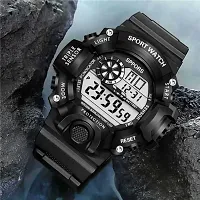 Digital Sports Day And Date Display Multicolor Dial Black Ring Watches For Boy And Men-thumb2