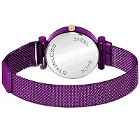 The Shopoholic Branded Analogue Diamond Black Dial Purple Magnet Watch with Gift Bracelet for Women Or Girls and Watch for Girl or Women (Combo of 3)-thumb2