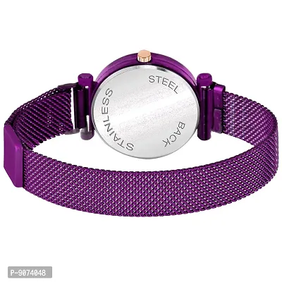 The Shopoholic Branded Analogue Diamond Black Dial Purple Magnet Watch with Gift Bracelet for Women Or Girls and Watch for Girl or Women (Combo of 3)-thumb3