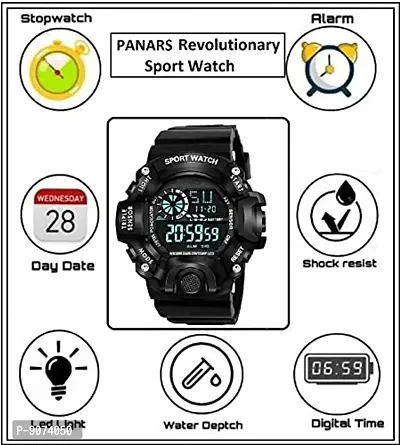 The Shopoholic Digital Sports Day and Date Display Multicolor Dial Black Ring Watches for Boy and Men Watch-thumb5