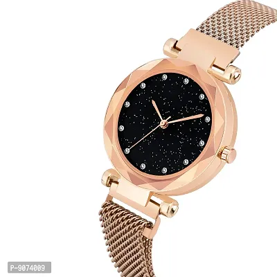 The Shopoholic Branded Analogue Diamond Black Dial Gold Magnet Watch with Gift Bracelet Combo for Women Or Girls and Watch for Girl or Women (Combo of 3)-thumb5