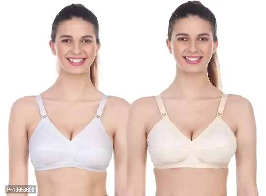 COTTON C CUP BRA PACK OF 2 WHITE AND SKIN COLOR-thumb0