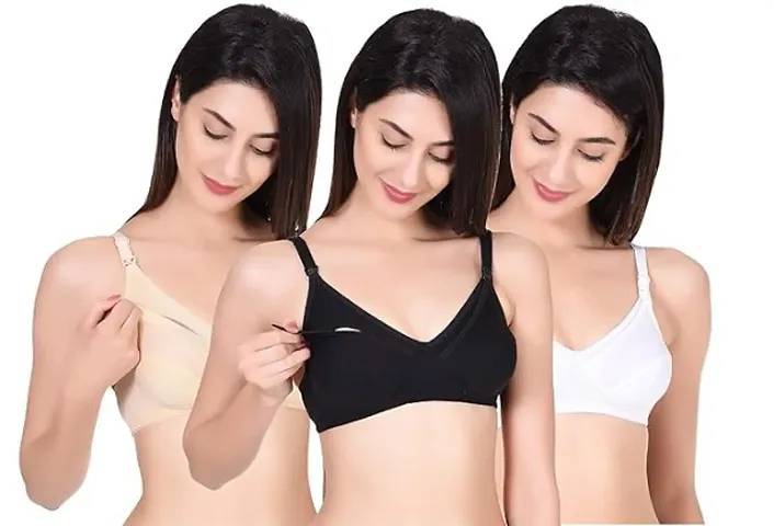 Stylish Synthetic Solid Bras For Women Pack Of 3