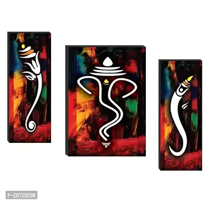 Set of 3 Lord Ganesha Uv Textured Self Adhesive Wall Painting for Home Decoration