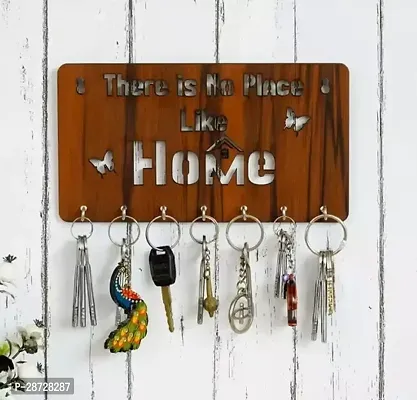 Stylish Brown Wooden There is No Place Like Home Design Key Holder Home