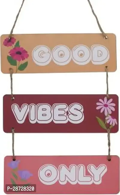 Beautiful Multicoloured Quotes Good Vibes Only Wooden Wall hanging 15 inch X 9 inch