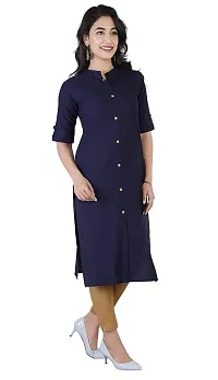 AK Fashion Latest Pure Cotton Solid Straight Kurti for All Occasions. Latest Summer Collections. (XX-Large, Navy Blue)-thumb2