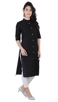 AK Fashion Latest Pure Cotton Solid Straight Kurti for All Occasions. Latest Summer Collections. (X-Large, Black)-thumb2