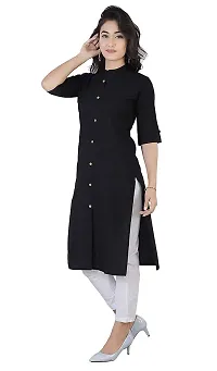 AK Fashion Latest Pure Cotton Solid Straight Kurti for All Occasions. Latest Summer Collections. (X-Large, Black)-thumb4