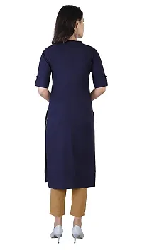 AK Fashion Latest Pure Cotton Solid Straight Kurti for All Occasions. Latest Summer Collections. (XX-Large, Navy Blue)-thumb1