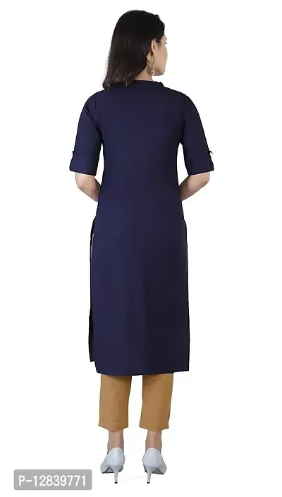 AK Fashion Latest Pure Cotton Solid Straight Kurti for All Occasions. Latest Summer Collections. (XX-Large, Navy Blue)-thumb2