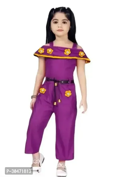 Fabulous Purple Cotton Blend Embroidered Partywear Dress For Girls-thumb0