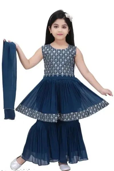 Girls Cotton Blend Stitched Salwar Suit Sets 