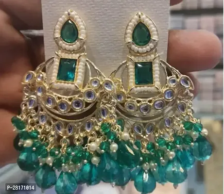 Green Plastic Pearl Hoop Earrings Earrings For Women