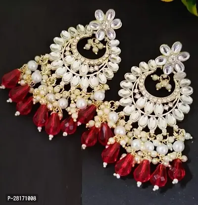 Red Plastic Beads Studs Earrings For Women-thumb0