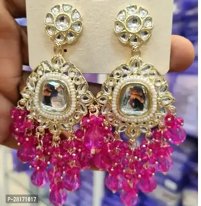 Pink Plastic Pearl Hoop Earrings Earrings For Women