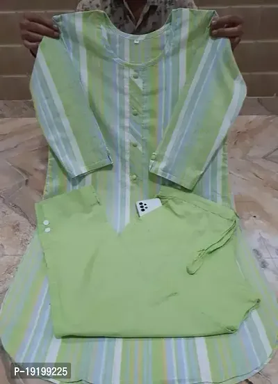 Stylish A-Line Green Cotton Kurta Bottom Set For Women-thumb0