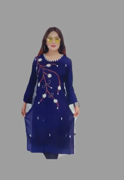 Stunning Cotton Embroidered Straight Kurti