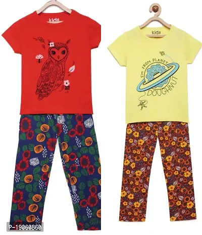 Girls tshirt with pant combo (26, Multicolor)