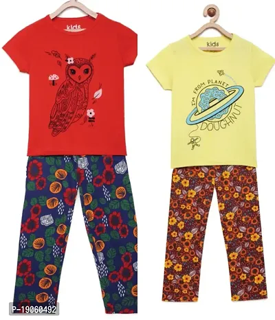 Girls tshirt with pant combo (28, Multicolored)-thumb0