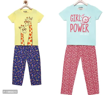 Girls tshirt with pant combo (26, Multicolored)-thumb5