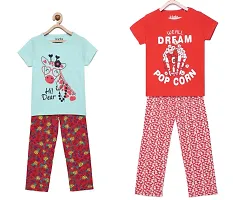 Girls tshirt with pant combo (26, Multicolored)-thumb2