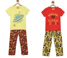 Girls tshirt with pant combo (26, Multicolored)-thumb1