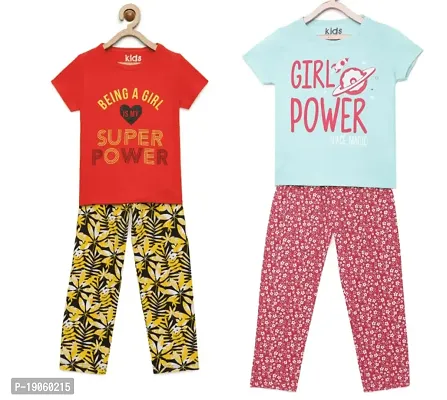 Girls tshirt with pant combo (26, Multicolored)