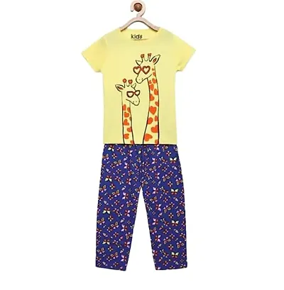 Girl's Half Sleeve T-Shirts and pant combo comfortable set (multicolor)