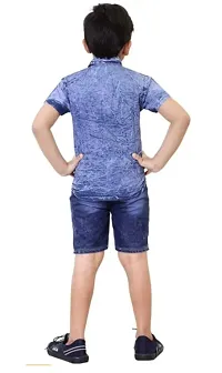 Kids denim shirt with shorts-thumb1
